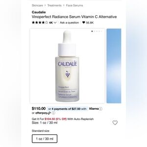 Caudalie Vinoperfect Radiance Serum Vitamin C Alternative